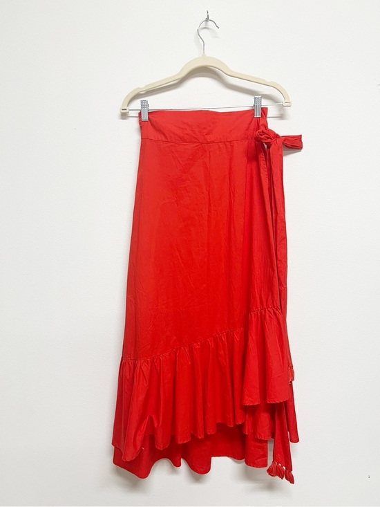 Roller Rabbit Dresses & Skirts - Roller Rabbit Womens Scarlet Asymmetric Ruffle Hem Wrap Cotton Maxi Skirt Size S